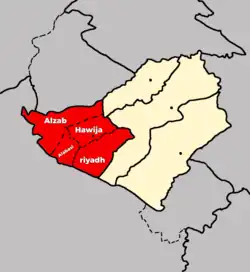 Location of Al Zab within Hawija District