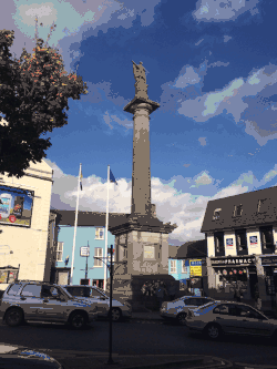Monument to Daniel O'Connell in O'Connell Square, the site of the old courthouse where he won the Clare by-elections in 1828.
