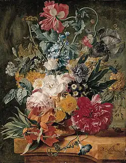 Vase of flowers after Jan van Huysum