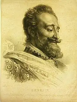 Portrait of Henri IV (1827), intaglio after a drawing by Louis-Édouard Rioult and a painting by Gérard (musée national du château de Pau)