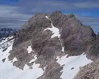 Hochfrottspitze (2,649 m or 8,691 ft) from the Mädelegabel