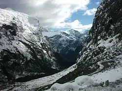 The portal of Homer Tunnel is the most south western extreme of the Darran Mountains