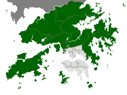 New Territories (in green) within Hong Kong