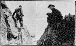 Left: Horace Holl on Holl's Rock. Right: Horace Holl in alpine kit.