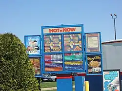 The menu of Hot 'n Now as of April 26, 2014.