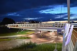 Side view of Hovenring at night