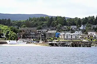 The Royal Marine Hotel is the half-timbered building.