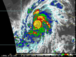 Animated infrared satellite imagery of a tropical cyclone
