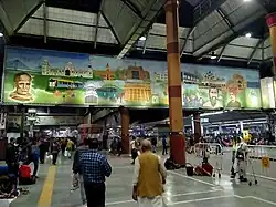 Different icons of Kolkata & Howrah is being displayed by mosaic at waiting place