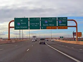 Interstate 25 (Pan-American Freeway) approaching the Big I interchange in Albuquerque, New Mexico, USA