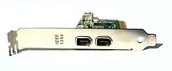 Two firewire ports on a PCI expansion card