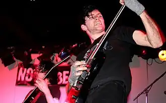 Kevin Cameron (left) and Jona Weinhofen (right) at the Corner Hotel in Melbourne in August 2005.