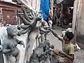 Idol making of Devi Durga at Kumortuli