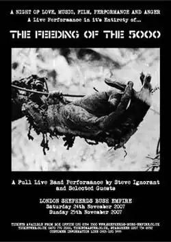 Concert poster with photo of deformed, outstretched hand