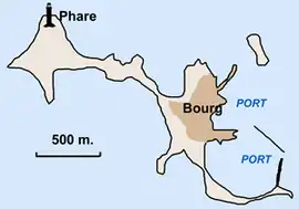 Close-up of the island