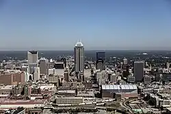 Aerial of downtown Indianapolis looking north