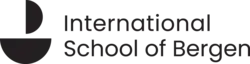 A combined logo showing a minimalistic boat in black to the left and with the text International School of Bergen spelled out in poppins over two lines