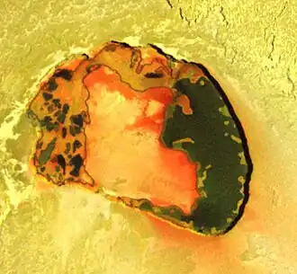 Image 46Tupan Patera on Jupiter's moon Io (from Space exploration)