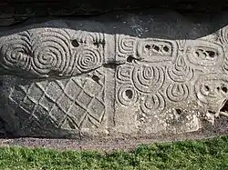 Megalithic art on the back kerbstone