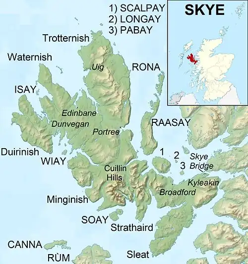 A map of Skye and the surrounding islands