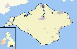 The location of the Isle of Wight within the United Kingdom