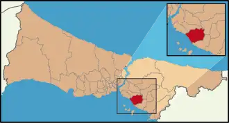Map showing Maltepe District in Istanbul Province