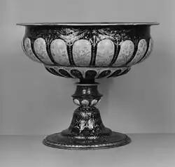 Italian late 16th-century enameled copper footed bowl, with several registers of gadrooning (Walters Art Museum)