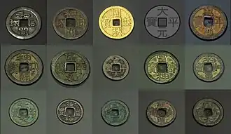 Known coin types of Japan from 708 to 958, chronologically arranged