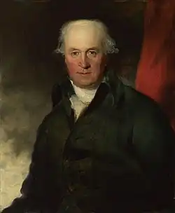 Painting of Angerstein with thinning grey hair, wearing a black jacket