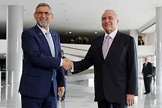 President Jorge Carlos Fonseca and President Michel Temer in Brasília; 2018.