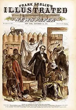 Joseph Keppler Colored lithograph ridiculing U.S. Indian policy (September 18, 1875)