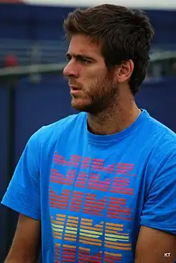 Juan Martín del Potro on the practice court of the Aegon Championships