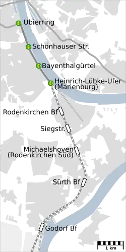Map of the Rheinuferbahn