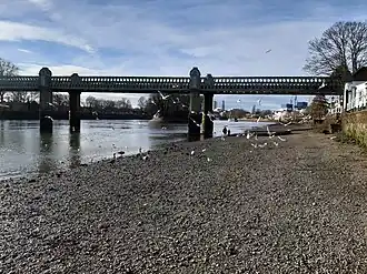 Kew Railway Bridge (Grade II listed), looking West along Strand-on-the-Green