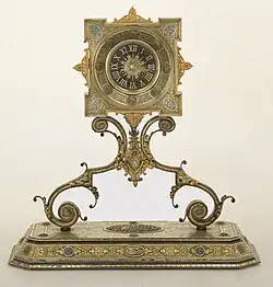 Iron table clock by Plácido Zuloaga, circa 1880