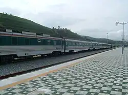 Jejin station platform with a Korail DEL 4400 streamline Saemaeul-ho train.
