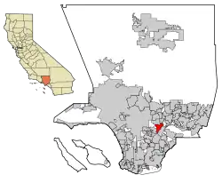 Location of Montebello in Los Angeles County, California