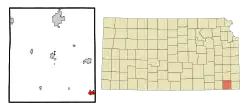 Location within Labette County and Kansas