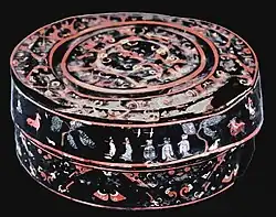 Lacquerware box from the Jingmen Tomb (荊門楚墓; Jīngmén chǔ mù) of the State of Chu (704–223&nbsp;BC)