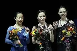 The women's event medalists at the 2018 Skate Canada International