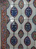 Detail of Iznik tile decoration inside the mausoleum