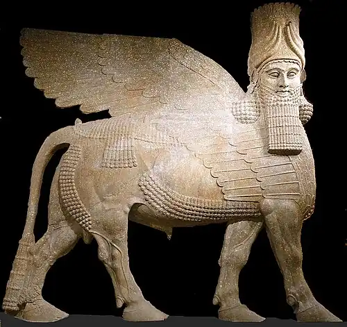 A giant lamassu, 8th century BC