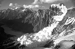 Avalanche in Pamir Mountain Range