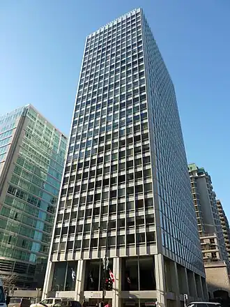 Le Cartier Apartments on the corner of Peel Street.