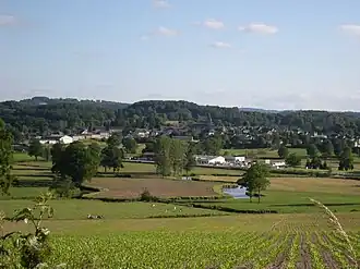 The village of Grand-Bourg seen from the village of Ardannes, the river Gartempe is in the foreground