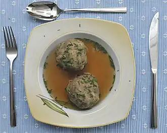 Leberknödelsuppe (liver dumplings in beef stock)