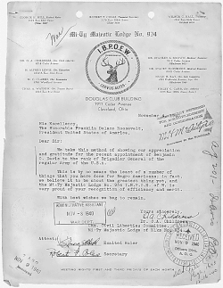 November 4, 1940 letter from Dr. O. A. Childress commending President Roosevelt's nomination of Benjamin O. Davis for brigadier general
