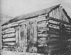 The one-room blab school attended by Abraham Lincoln in 1822.