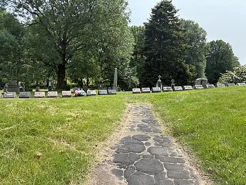 Line of graves in the cemetery