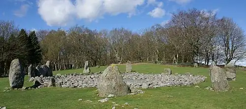 Stone circle enclosing area of smaller stones